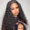 28Inch Glueless Wigs Human Hair Pre Cut For Beginners 180% Density No Glue 4X4 Closure Wigs Human Hair Brazilian Virgin Deep Wave Lace Front Wigs Human Hair (28Inch)