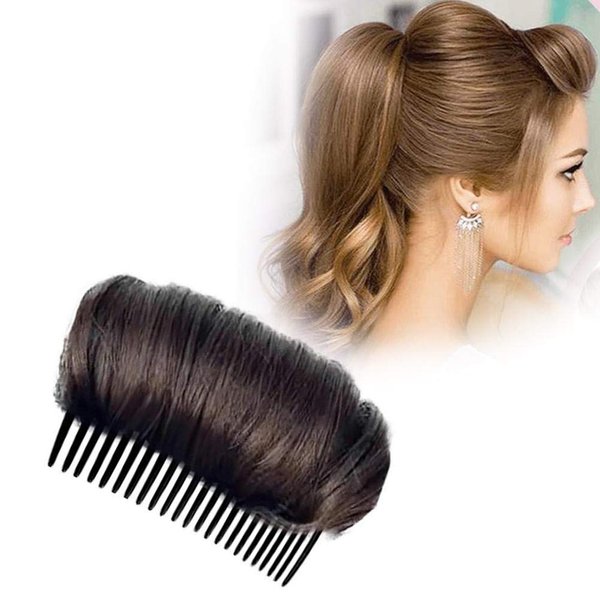 1PC Volume Up Hair Base, Hair Accessories Bump It Up Hairstyle Clip Bun Maker for Women, Volume Insert Hair Bump Up Tool for Short Long Hair DIY (Dark brown)