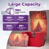 Arcane Fortress MTG Deck Box – Commander Deck Box for 120 Sleeved Cards with Art Interior – Leather Dividers, Nano-Fiber Exterior, Magnetic Closure – Perfect for Magic: The Gathering, TCG - Red