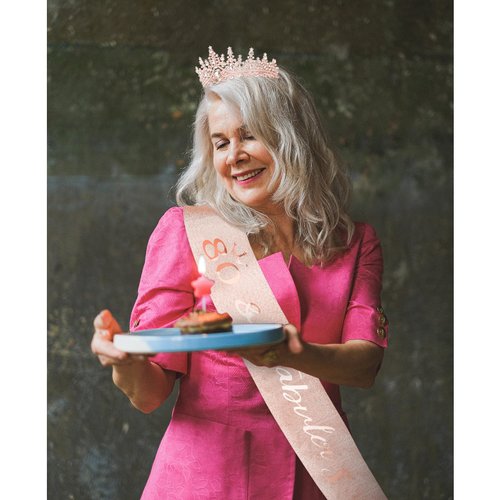 CIEHER 80th Birthday Crown + 80 & Fabulous Birthday Sash + Pearl Pin Set, 80th Birthday Gifts for Women Friends 80th Birthday Decorations Women Happy 80th Birthday Party Supplies