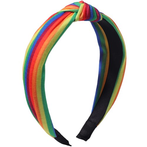 HIFANMM Rainbow Headband Pride Day Hair Accessories Colorful Stripes Knotted Gay LGBTQ Hair Decoration Non Slip Wide Hair Band for Women Girls Pride Day Parade Party Makeup Decor Supplies 1 Pcs