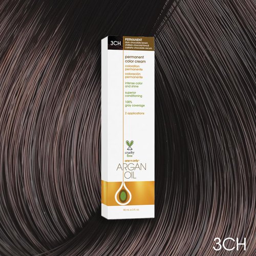 Argan Oil Permanent Color Cream - 3CH Dark Chocolate Brown by One n Only for Unisex - 3 oz Hair Color