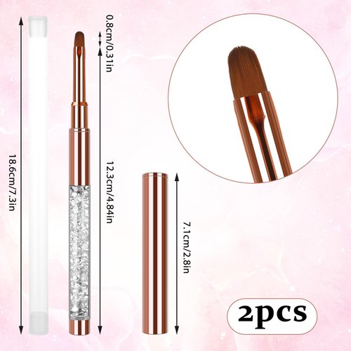 Giantree 2Pcs Nail Art Clean Up Brushes, Gel Nail Brush, Nail Drawing Pen, Professional Nail Painting Brushes for Nail Art Design Painting DIY and Cleaning Polish Mistake on the Cuticles