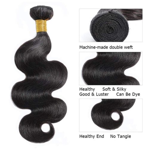 22 22 22 Inch Body Wave Bundles Human Hair #1B Body Wave Bundles Natural Black Color Same Length 3 Bundles Double Weft Hair Extensions for Women
