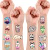 96 PCS Boba Bubble Milk Tea Temporary Tattoos Stickers Theme Birthday Party Decorations Supplies Favors Decor Cute Tattoo Sticker Gifts for Kids Boys Girls Classroom Rewards Prizes Christmas Carnival