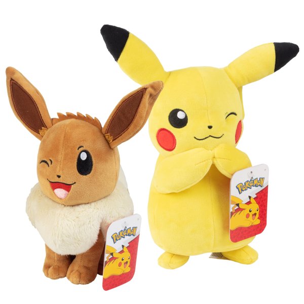 Pokemon 8" Eevee & Pikachu Plush, 2-Pack - Let's Go Starters - Officially Licensed - Quality Soft Collectible Stuffed Animal Toy Figures - Christmas Stocking Stuffer Gift for Kids, Boys, Girls - 2+