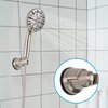 2 Pack Vacuum Suction Cup Shower Head Holder, Removable Shower Head Bracket, Height Adjustable Shower Wand Holder & Wall Mount ABS Plastic Suction Holder for Handheld Shower Head, Brushed Nickel