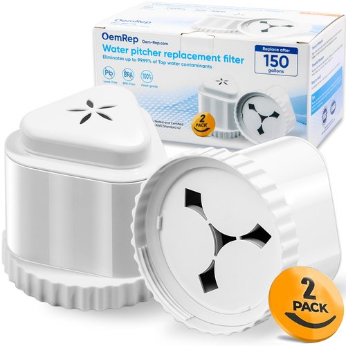 2Pack Replacement Filter for EPIC Water Filter Pitcher, Water Filter Pitcher Compatible with Aquagear Seychelle, BPA Free. Removes Fluoride, Chlorine, Lead, Odors