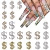 20 Pcs Money Sign Nail Charms Alloy Money Dollar Nail Art Charms with Rhinestone Gold and Silver Dollar Sign Nail Jewelry Flat Back Dollar Money Rhinestones for Nails Decoration Accessories