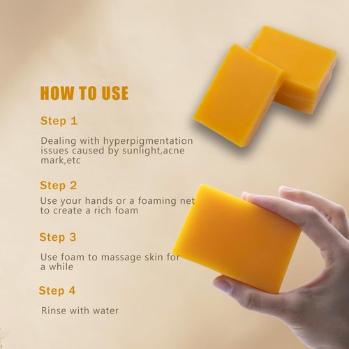 YOSEGOOTER Turmeric Kojic Acid Soap Bars - Face&Body Dark Spots Remover, Natural and Organic Ingredients Skin Care Body Wash Pads, 2 PACKS With Soap Dish