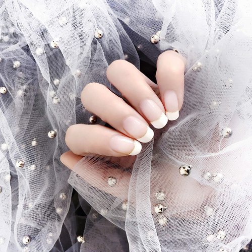 LIHI Color 22PCS Adhesion Nail Art Transfer Decals Sticker French Series DIY Nail Polish Strips,Nail Wraps, 100% Real Nail Polish，French Bent