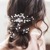 9 Pieces Pearl Bride Wedding Hair Comb Pearl Hair Pins Set Bridal Side Comb U Shape Bridal Hair Clip Pearl Bobby Pins Updos Hair Piece Wedding Hair Accessories for Women Girls (Retro Style, Silver)