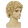 Amnenl Mens Light Blonde Afro Curly Short Wig Fluffy Synthetic Rocker Funcy Male Hair Wig Halloween Cosplay Costume Wig