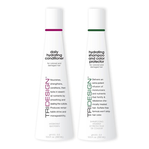 TRI Daily Hydrating Shampoo & Color Protector & Hydrating Conditioner Set for Dry & Damaged Hair to Protect, Repair & Restores Moisture to Curly, Straight, Wavy Color Treated Hair - 10.5 Ounce Each