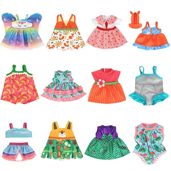 XADP 12 Sets Baby Dolls Clothes Dresses Clothing Outfits with Hat for 10 Inch 11 Inch Baby Dolls, 12" Baby Dolls and Other Similar Sized Dolls