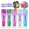 Body Glitter Gel, 2 Jars Holographic Chunky Glitter Makeup for Body, Hair, Face, Nail, Lip, Eyeshadow, 120ml Long Lasting Iridescent Chunky Glitter for Concert Festival Rave (White & Red)