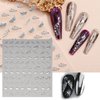 8 Sheets Silver Nail Art Stickers Decals Angel Wings Crosses Nail Stickers Sun Stars Moon Totem Design Nail Decals 3D Self-Adhesive Nail Stickers for Women Manicure Decoration