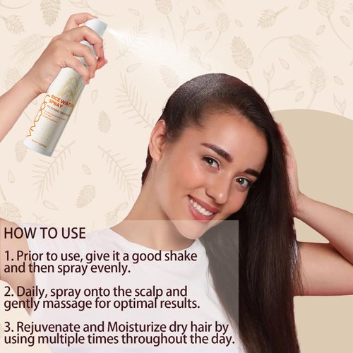 Rice Water for Hair Growth, Mixed with Rosemary and Ginger for Hair Thickening, Moisturizing and Strengthening, Rice Water with Folding Comb, 3.38 fl oz