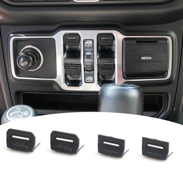 RERPRO Center Console Window Button Switch Cover Trim Compatible with 2018-2024 Jeep Wrangler JL 2/4 Door 4XE Gladiator JT Interior Accessories Paint Guard Decoration ABS Original Car Matte Black