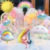 4th Birthday Decorations Girl, 4th Rainbow Birthday Balloons Set with Sun Rainbow Gradient Stars and 40 Inch Number 4 Foil Balloon for Rainbow Theme Girls 4th Birthday Party Decoration Supplies