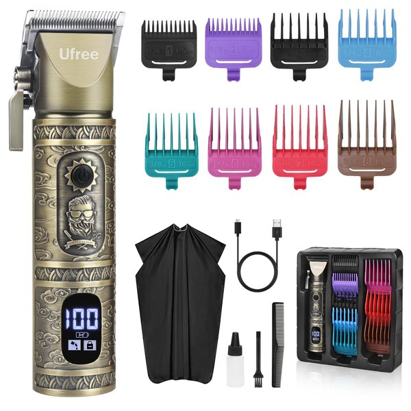 Ufree Professional Hair Clippers for Men Women, Hair Trimmer, Cordless Barber Clippers for Hair Cutting Kit, Haircut Machine Rechargeable Clippers and Trimmers Set, Grooming Kit Gifts for Men