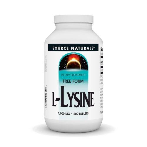 Source Naturals L-Lysine 1000 mg Free Form - Amino Acid Supplement Supports Energy Formation & Collagen* - 200 Tablets