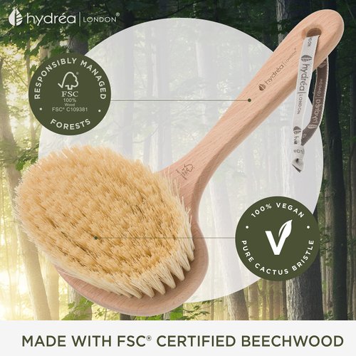 Hydréa London Professional Dry Skin Detox Body Brush with extra long Cactus Bristles