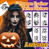 10 Pcs Halloween Temporary Tattoos Eye Shadow Face Temporary Tattoos Stickers Cat Bat Spider Web Gothic Fake Tattoos Eyeliner for Women Girl Man Halloween Eye Makeup Decals Party Essential Supplies