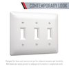 TayMac 4440W Paintable Triple Toggle Light Switch Wall Plate Cover, White, 3-Gang