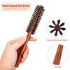 2 Pieces Small Round Hair Brush Mini Bristle Beard Brush for Men Women with 2 Piece Drawstring Bags for Thin or Short Hair