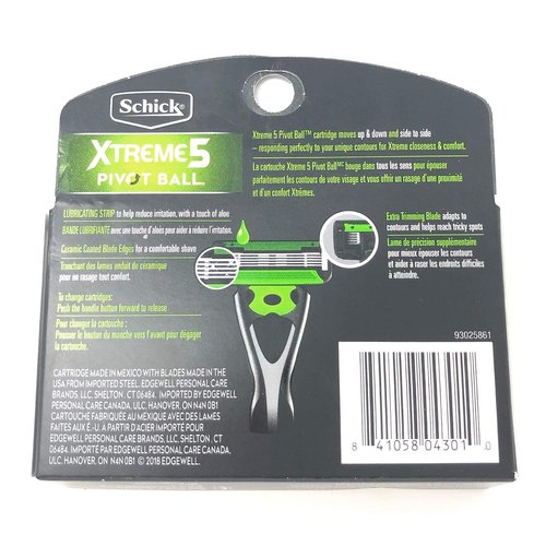 Premium Quality Xtreme 5 PivotBall Men's Razor Refills, 4 Count Box