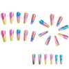Extra Long Press on Nails Coffin Fake Nails French Tip False Nails Press ons Rhinestones Glitter Lines Glue on Nails Glossy Acrylic Nails Artificial Stick on Nails for Women Girls 24Pcs
