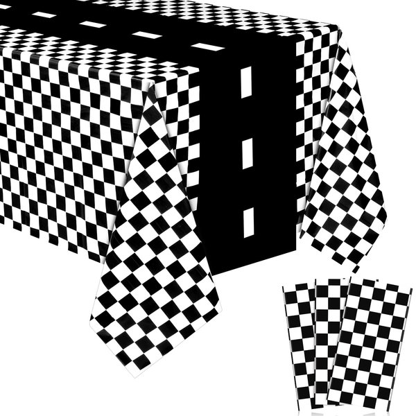 Irenare 3 Sheets Car Birthday Party Supplies Racing Party Decorations Road Tablecloth Racetrack Table Runner Table Covers for Kids Boy Car Theme Birthday Party, 54 x 108 Inch