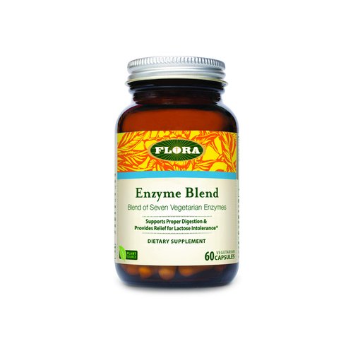 Flora - Enzyme Blend of Seven Vegetarian Enzymes, Supports Optimal Digestion of Proteins, Fast, Carbs, Fiber and Complex Sugars, Provides Relief from Lactose Intolerance, 60 Vegetarian Capsules