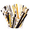 Black and Gold Paper Straws 150 Pieces Birthday Decoration