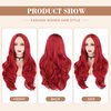 Hanne Fashion Red Wigs Long Wavy Synthetic Wig Middle Part Heat Resistant Fiber Natural Looking Party Cosplay Full Wigs for Women
