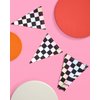 xo, Fetti Checkered Black and Iridescent Party Decorations Flag Banner - Set of 4, 32 Ft | Bachelorette Party Disco Garland, Monster Truck Birthday Party Supplies, Racecar Kids Decor