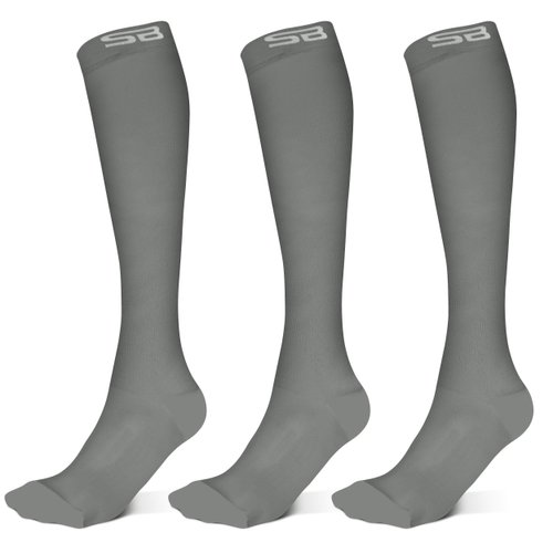 SB SOX 3-Pair Compression Socks (15-20mmHg) for Men & Women – Best Socks for All Day Wear! (L/XL, 03 – Solid Gray)