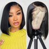 Iridescent Wear and Go Glueless Wig 13x4 Lace Front Wigs Human Hair Pre Pluck Bob Wig Human Hair Straight Hd Lace Front Wigs Human Hair Wigs for Black Woman Natural Black 8 Inch