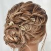 Kilshye Pearl Bride Wedding Hair Pins Gold Rhinestone Bridal Hair Pieces Crystal Prom Hair Accessories for Women and Girls (Pack of 3) (Gold)