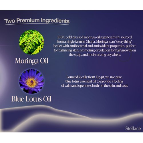 stellace Premium Blue Lotus Moringa Oil - 100% Pure & Natural, Therapeutic Grade Face/Body/Hair Oil for Relaxation & Advanced Skin Care - 60ml