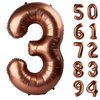 Dark Brown 3 Balloon, Coffee Brown Number Balloons 40 Inch, Chocolate Brown 3rd Birthday Decorations for Kids Girls Boys, Men Women Brown Party Supplies for Party Decorations, Number 3 Balloon