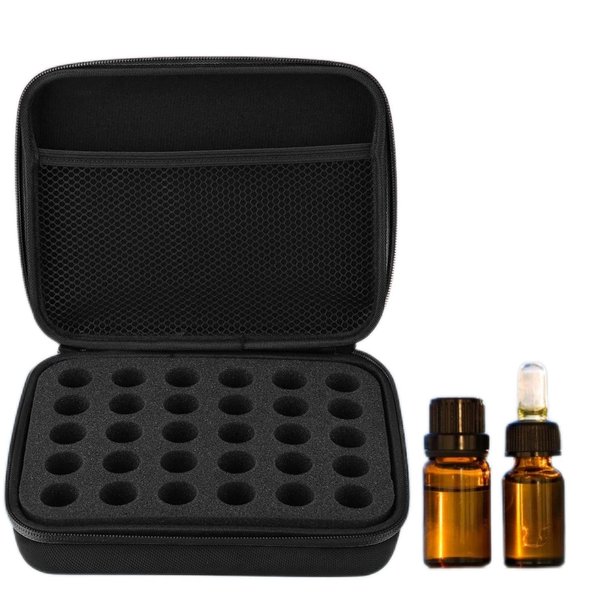 OUKENS Essential Oils Storage Case, 30 Grids Hard EVA Shell Essential Oil Storage Case Travel Carrying Organizer Box Suitable for Bottles 5ml