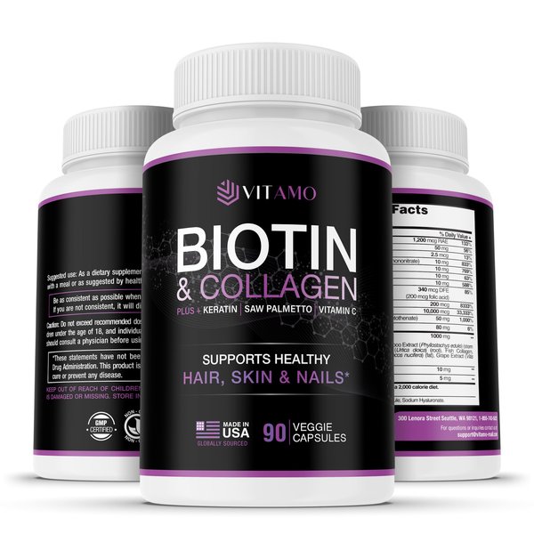 Vitamo Hair Growth Vitamins for Women - Postpartum Biotin & Collagen Supplement - Premium Hair Loss Treatment - Fast Regrowth for Hair Skin and Nails - Accelerate Thickness + Volume | 90 Count