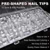 Bellelfin Toe Nail Tips, 600Pcs Gel x Nail Tips Fake Clear Toenails for Acrylic Nails Extension, Full Cover False Gel Nails Tips 12 Sizes for Home DIY Nail Salon