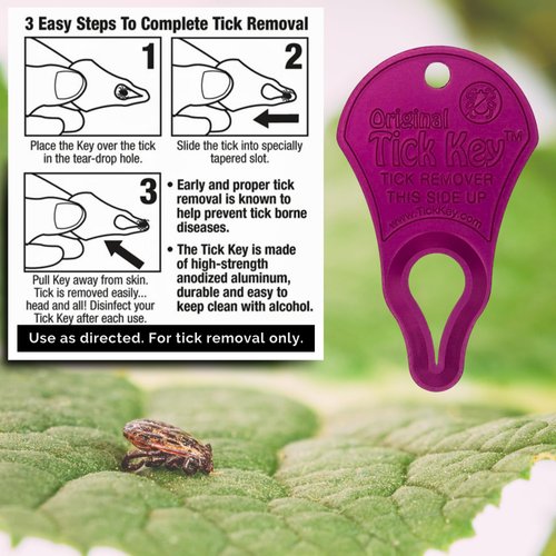 The Original Tick Key - Tick Detaching Device - Portable, Safe and Highly Effective Tick Detaching Tool (Pink)