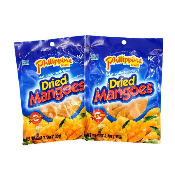 Philippines Dried Mangoes, Double Pack Snack Box, Two 3.5-oz Dried Mangoes