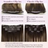 LaaVoo Clip in Extensions Human Hair Balayage Seamless Hair Extensions Clip Ins Real Human Hair Brown Balayage Caramel Brown Human Hair Extensions Clip Ins Brown Long Straight 20 Inch 7Pcs/140g