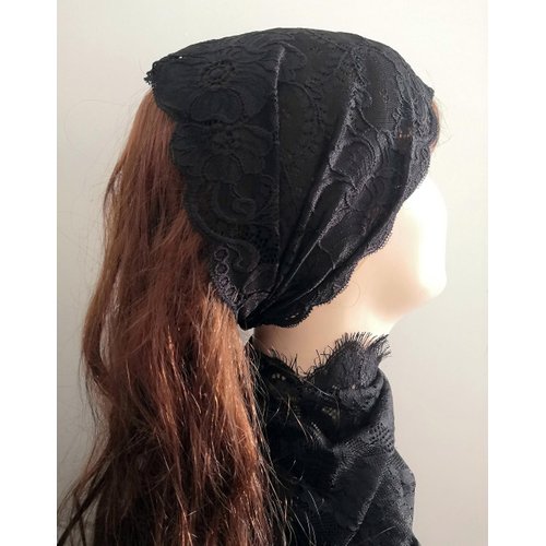Oyabridal Vintage Lace Headbands for Women Elastic Lace Halloween Headband Party Accessories (Black)