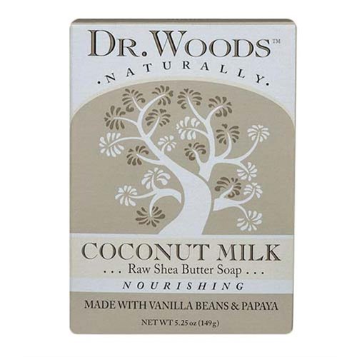 Dr. Woods Coconut Milk Bar Soap with Vanilla Beans, Papaya, & Organic Shea Butter, 5.25 oz (Pack of 3)